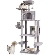 Cat Tree 174 cm Cat Tower with Cat Condos Sisal Scratching Post Light Grey