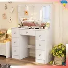 LED Mirror Dressing Table Makeup Mirror Vanity Desk Cabinet Organizer White