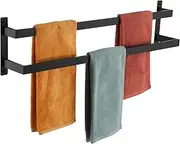 KOKOSIRI Towel Bars Black Bath Towel Holders 32 Inches Bathroom 2-Tiers Ladder Towel Rails Wall Mounted Towels Shelves Rack Stainless Steel, B5008BK-L32