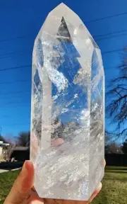 Clear Quartz Crystal Polished Tower Brazil 2lbs 1.9oz.