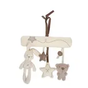 2Pcs Newborn Baby Rattles Music Hanging Bed Safety Seat Plush Toy Hand Bell Multifunctional Stroller Toy(Rabbit car hanging)