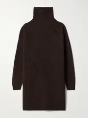 [LEMAIRE] LEMAIRE - Ribbed Wool Turtleneck Mini Dress - Dark brown - small small Brown