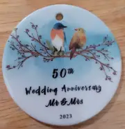 50th Wedding Anniversary Mr. & Mrs. 2023 Porcelain Christmas ornament (sealed)