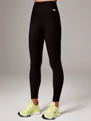 Ribbed High Waist Leggings- Black. Running Bare Activewear Tights