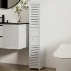 Bathroom Storage Cabinet, 118Cm Height Slim Cupboard Side Table Corner Shelf Wal
