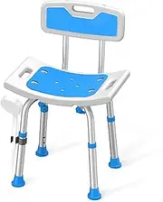 Shower Chair for Seniors & Disabled, Heavy Duty Bath Seat with Removable Back, Adjustable Height, Non-Slip Aluminum Stool, 400 lbs Capacity, Tool-Free Assembly for Bathtub & Bathroom