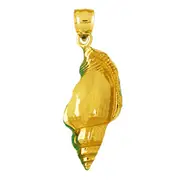 14K Gold Conch Shell Mollusk Gastropod Pendant