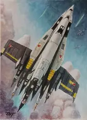 Sci Fi Spaceship SHUTTLE Rocket STARSHIP FUTURISTIC Original Illustration