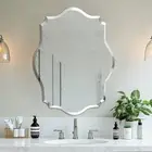 Wall Hanging Asymmetrical Vanity Mirror with Beveled Edge for Bathroom Entryway