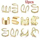 Gold Color Ear Cuffs - Multi Style Clip Earrings Women No Piercing Earring 12Pcs