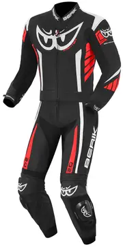 Berik Zakura Two Piece Motorcycle Leather Suit, black-white-red, Size 56 for Men Black White Red