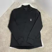 Spyder Men Black Sweater 1/4 Zipper LongSleeve Size Medium NWT