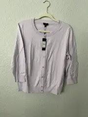 Talbots Light Purple cardigan sweater large Pima Cotton $62