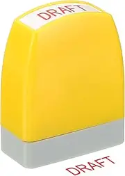 uxcell Draft Notice Stamp Self Inking, Red Ink Office Stamps Pre Inked Message Stamp Refillable Business Stamp, Yellow