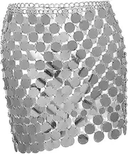 [Generic] Elegant Sequin Skirt Hollow Out Bohemian Style Shiny for Dance and Beach Aureate