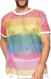 [Generic] Men's Mesh Fishnet Fitted Short Sleeve Muscle Undershirts Tee Tops Sheer See Through Male T-Shirt