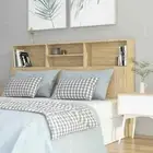 Bed Frame Headboard with Cabinet Storage Shelf Rack Bedhead Head Board Oak 160cm