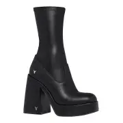 HIDDEN BLACK STRETCH PLATFORM BOOTS