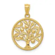 14k Polished Tree Of Life in Round Pendant Bracelet Necklace
