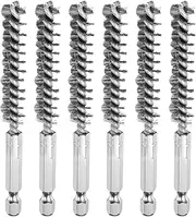 uxcell 6Pcs 304 Stainless Steel Bore Brush 10mm Dia 4" Long Cleaning Twisted Wire Brush with Handle 1/4" Hex Shank for Tubes, Ports, Bearings