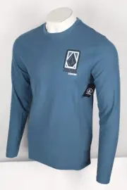 Volcom Men's Shirt Nunex Stone Graphic Themal Long Sleeve Crew OCT Blue