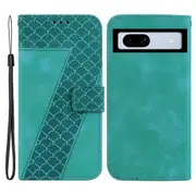 7-shape Imprinted Leather Cover For Google Pixel 7a Shockproof Wallet Stand Phone Case