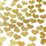 200pc Heart Gold Paper scraps Glitter Party Paper scraps for Wedding Bride Pa...