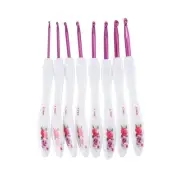 8Pcs Printing Aluminum Alloy Crochet Hooks Set,Ergonomic Knitting Needles,Sui...