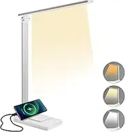 CATZONS LED Desk Lamp Eye-Caring Touch Control Table Lamp with USB Charging Port 3 Lighting Modes 5 Brightness Levels for Office Study Room Bedroom (White)