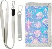 [Yoogain] Cartoon Ice Purple Blue fold wallet for womens nylon tri fold wallet with lanyard, cartoon ice purple blue, 1 size, Fashion