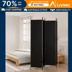 4-Panel Room Divider Black 200x220 cm Fabric Privacy Screen Folding Partit 50201