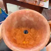 Polished Rose Quartz Wash Basin Stunning Natural Stone Sink for Bathrooms, Spa