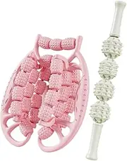 2x Muscle Rolls Massage Muscle Relaxer, Foam Massage Scooter Stick, Circular Leg Clamps for Legs Inner Sports Fitness, Pink