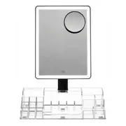Homedics Radiance 30cm LED Illuminated Beauty Mirror w/ Makeup Organiser Storage