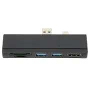 For Surface Dock 5 in 1 5 Gbps Memory Card Reader 4K Resolution Aluminum Shell Hot Swap USB3.0 Hub for Win10 for Win XPBlack