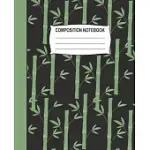 COMPOSITION NOTEBOOK: BLACK AND GREEN WIDE RULED NOTEBOOK WITH A BAMBOO PATTERN