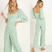 NWT Revolve Capulet Manzanita Green Floral Jumpsuit Bustier Wide Leg Corset
