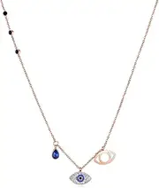 Turkish Blue Evil Eye Necklaces with Zircon Pendant Rose Gold Plated Dainty Long Chain Good Luck for Women Girls by GLEAM AND HOPE