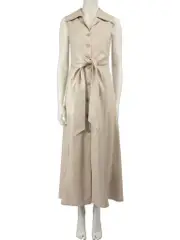 Beige Vegan Leather Midi Dress