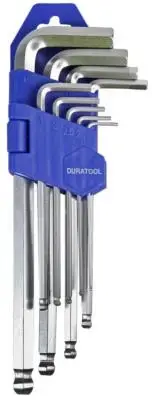 HEX KEY SET, BALL ENDED, 9PC, METRIC, KIT CONTENTS 1.5MM, 2MM, 2.5M FOR DURATOOL