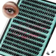 Lash Clusters 280Pcs 80D Eyelashes Cluster D Curl Individual Wispy Lashes Cluster for DIY Cluster Eyelash Extensions at Home for Beginners (80D,10mm)
