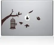 The Decal Guru Birdcage Tree Apple Ad Decal Vinyl Sticker, 13" MacBook Pro Brown