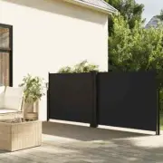 Retractable Side Awning Black 120x1000cm Outdoor Shade Blinds Privacy Screen