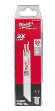Milwaukee 48-01-6184 6" 18 TPI Thin Kerf SAWZALL Blades (50 Pk)