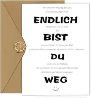 Werfunee - Farewell Card Colleagues A6 (with Envelope) - Funny Card Farewell Colleague - Farewell Gift Colleagues Job Change - Card Farewell Colleague - Retirement Card (Finally You're Gone)