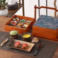 在飛比找蝦皮商城精選優惠-中式特色創意餐具餐盒多層多格提盒野餐收納竹籃茶點點心盒送餐藍