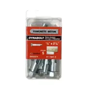 RED HEAD RH50074 Dynabolt 1/2-inch x 2-1/4-inch Concrete Sleeve Anchors 5-Piece