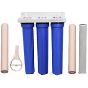 BS-SSC 20"x2.5" Triple Blue Tank Water Filter System - Sediment + Carbon Filters