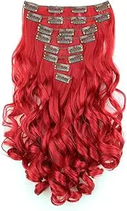 PRETTYSHOP XXL Full Head Set 8 pcs 24" Clip In Hair Extensions Hairpiece Wavy Heat-Resisting red #3100 CES9-1