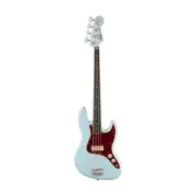 Fender Gold Foil Jazz Bass 4-String Bass Guitar, Ebony FB, Sonic Blue